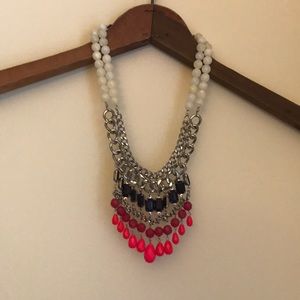 Acrylic gem and chain statement necklace